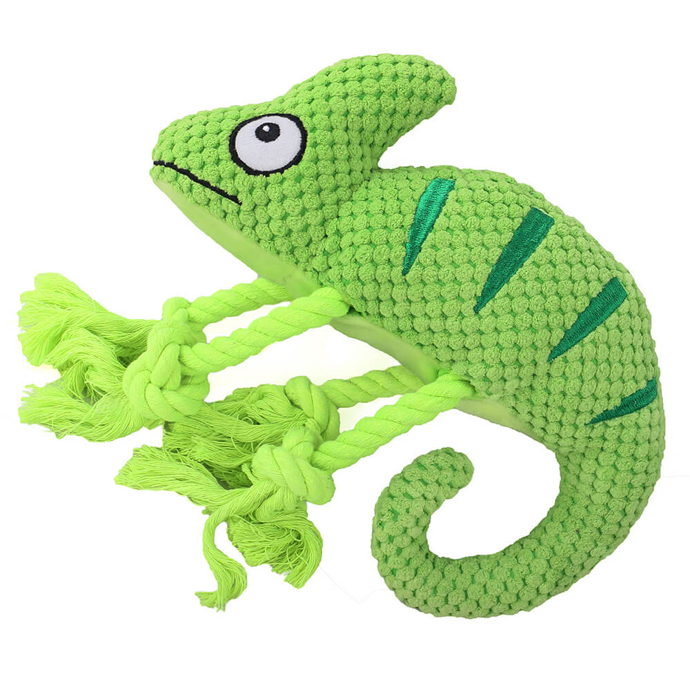 Jouet en peluche douce colorée en forme de caméléon avec sifflet pour chien