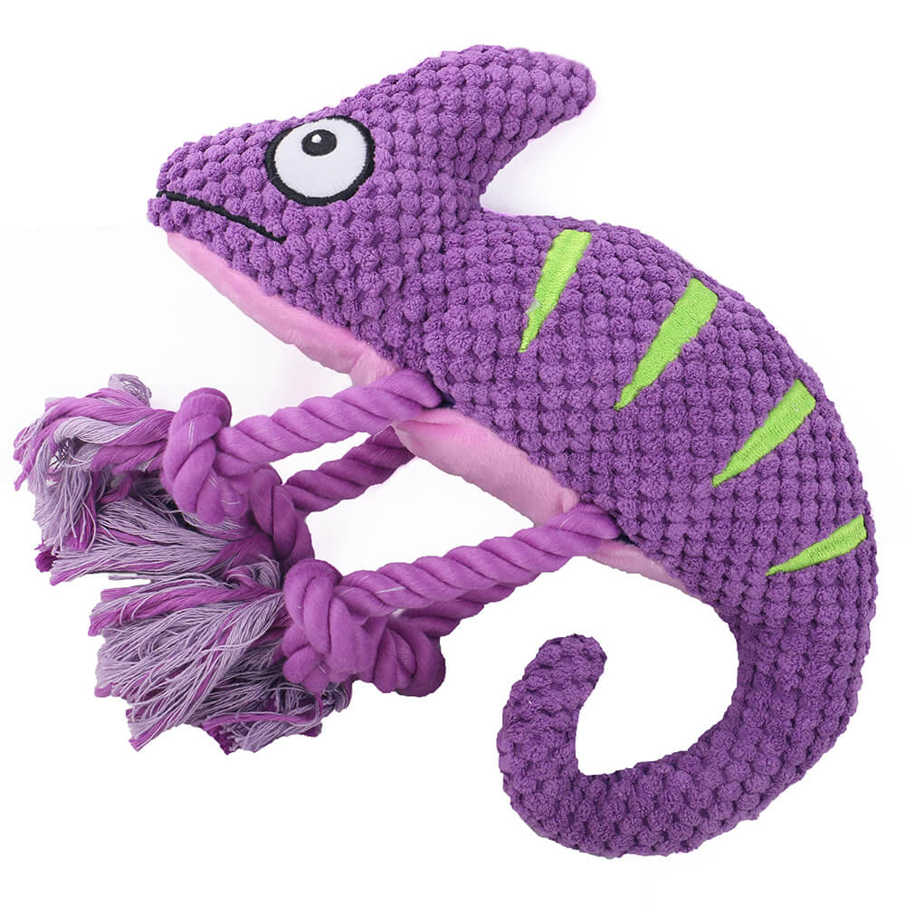 Jouet en peluche douce colorée en forme de caméléon avec sifflet pour chien