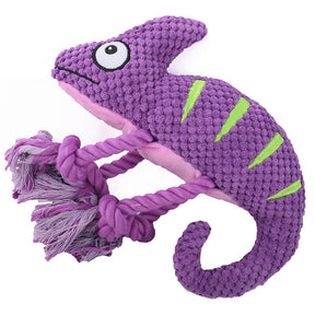 Jouet en peluche douce colorée en forme de caméléon avec sifflet pour chien