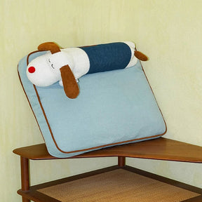 Lit décoratif spacieux en denim pour chien et chat avec coussin amovible