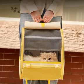 Sac à dos transporteur pour chat spacieux et léger avec fenêtre transparente