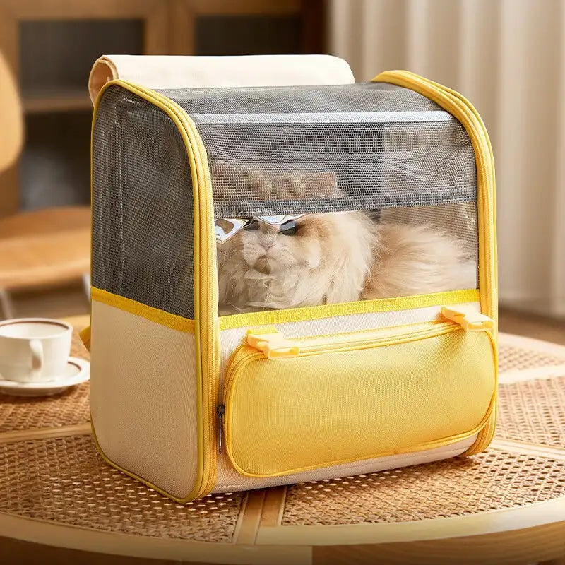 Sac à dos transporteur pour chat spacieux et léger avec fenêtre transparente