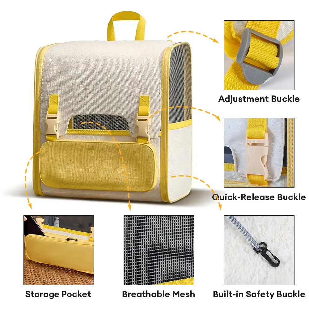 Sac à dos transporteur pour chat spacieux et léger avec fenêtre transparente