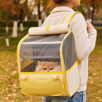 Sac à dos transporteur pour chat spacieux et léger avec fenêtre transparente