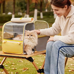 Sac à dos transporteur pour chat spacieux et léger avec fenêtre transparente