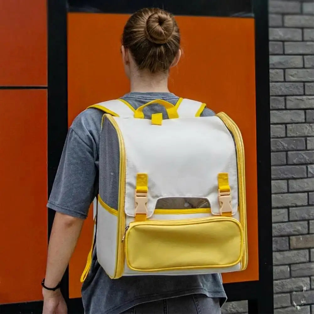 Sac à dos transporteur pour chat spacieux et léger avec fenêtre transparente