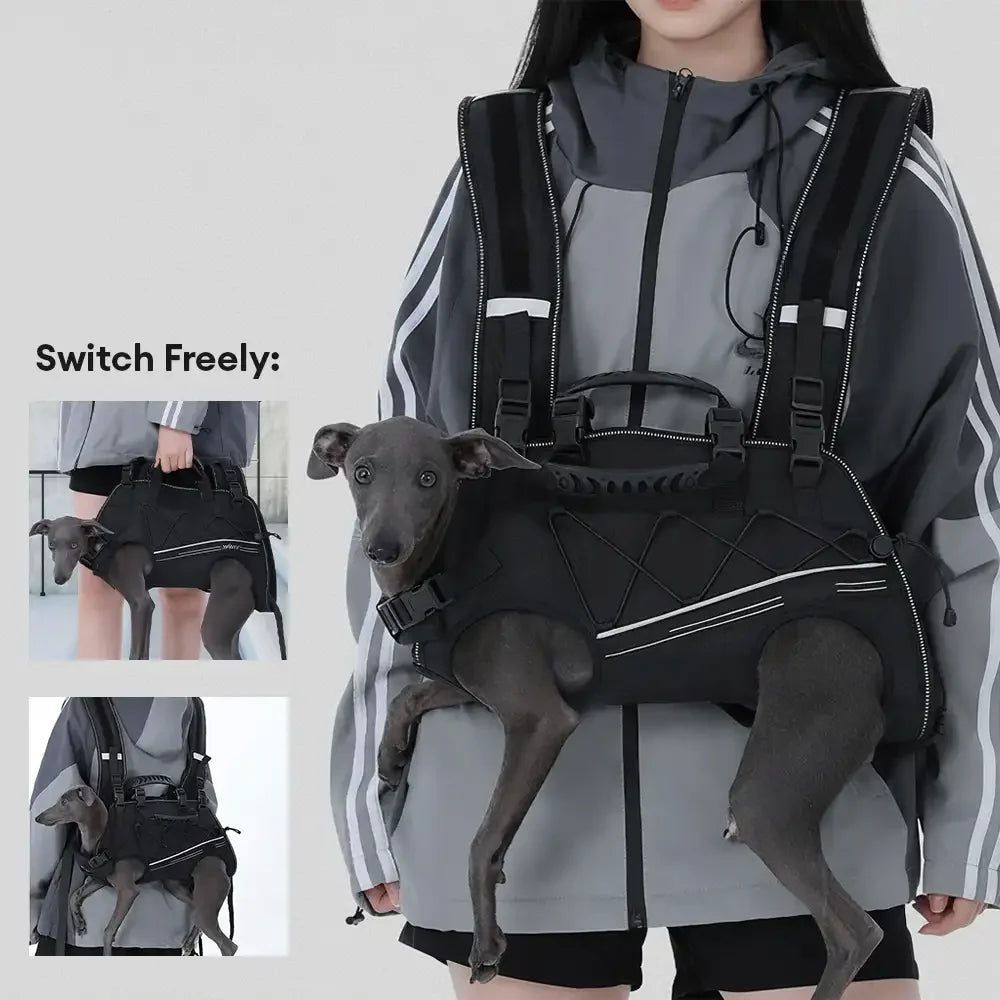 Sac à dos horizontal pour chien, respectueux de la colonne vertébrale, avec des sangles rembourrées ajustables - Confort jambes sorties