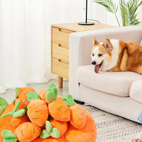 Jouet interactif d'enrichissement pour chien jouet à fouiller en carottes grinçantes