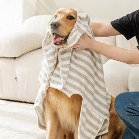 Serviette de bain absorbante rayée épaisse grande douce pour chien