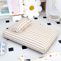 Lit pour chien en coton rayé avec coussin épais et doux