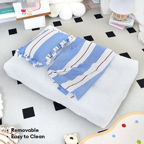 Lit pour chien en coton rayé avec coussin épais et doux