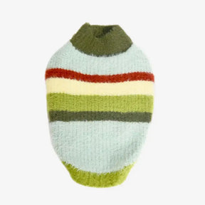 Pull pour chien en peluche tricoté avec col montant rayé élégant