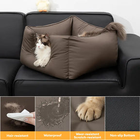 Lit pour chien carré en tissu technologique apaisant imperméable et résistant aux rayures