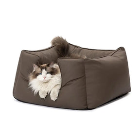 Lit pour chien carré en tissu technologique apaisant imperméable et résistant aux rayures
