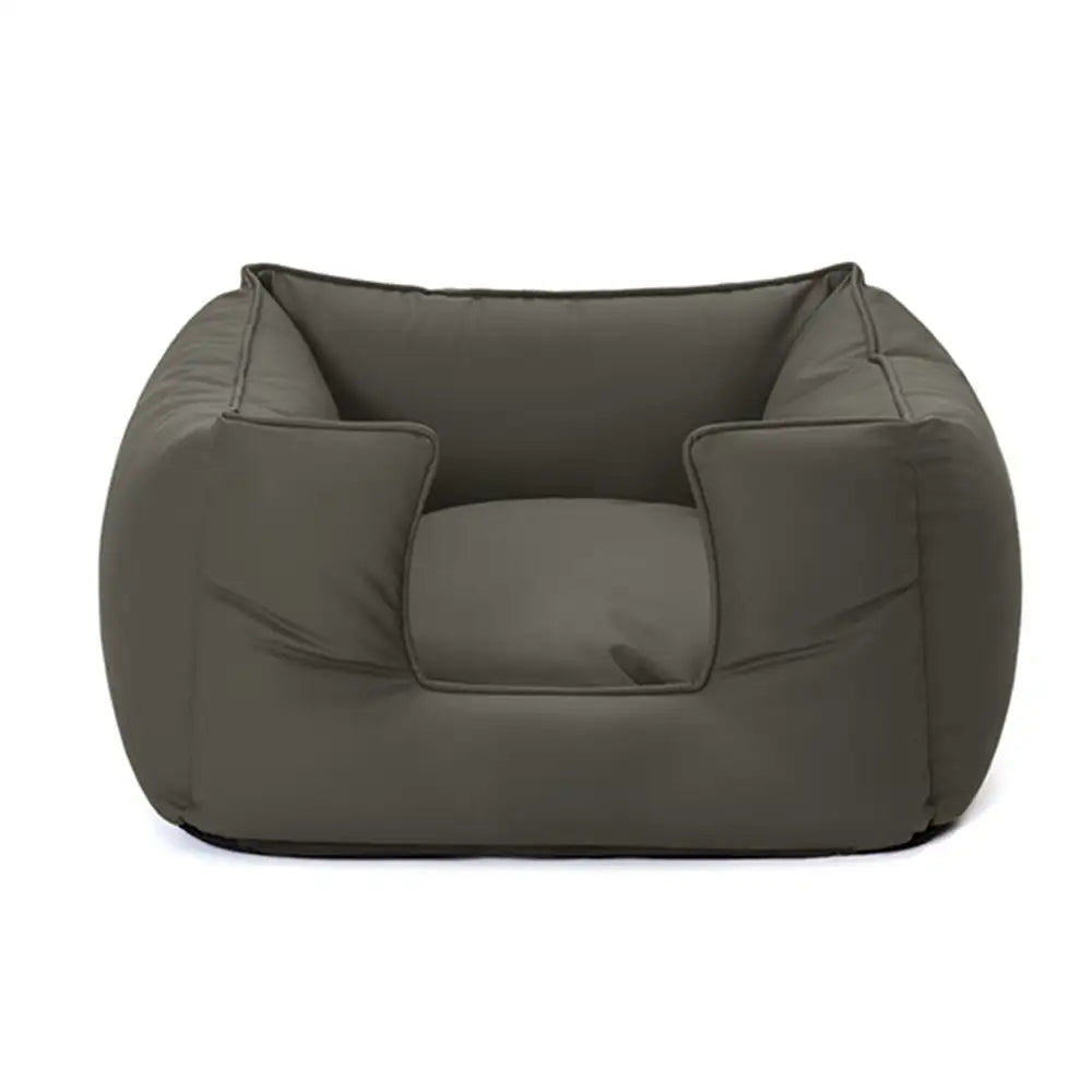 Lit pour chien carré en tissu technologique apaisant imperméable et résistant aux rayures