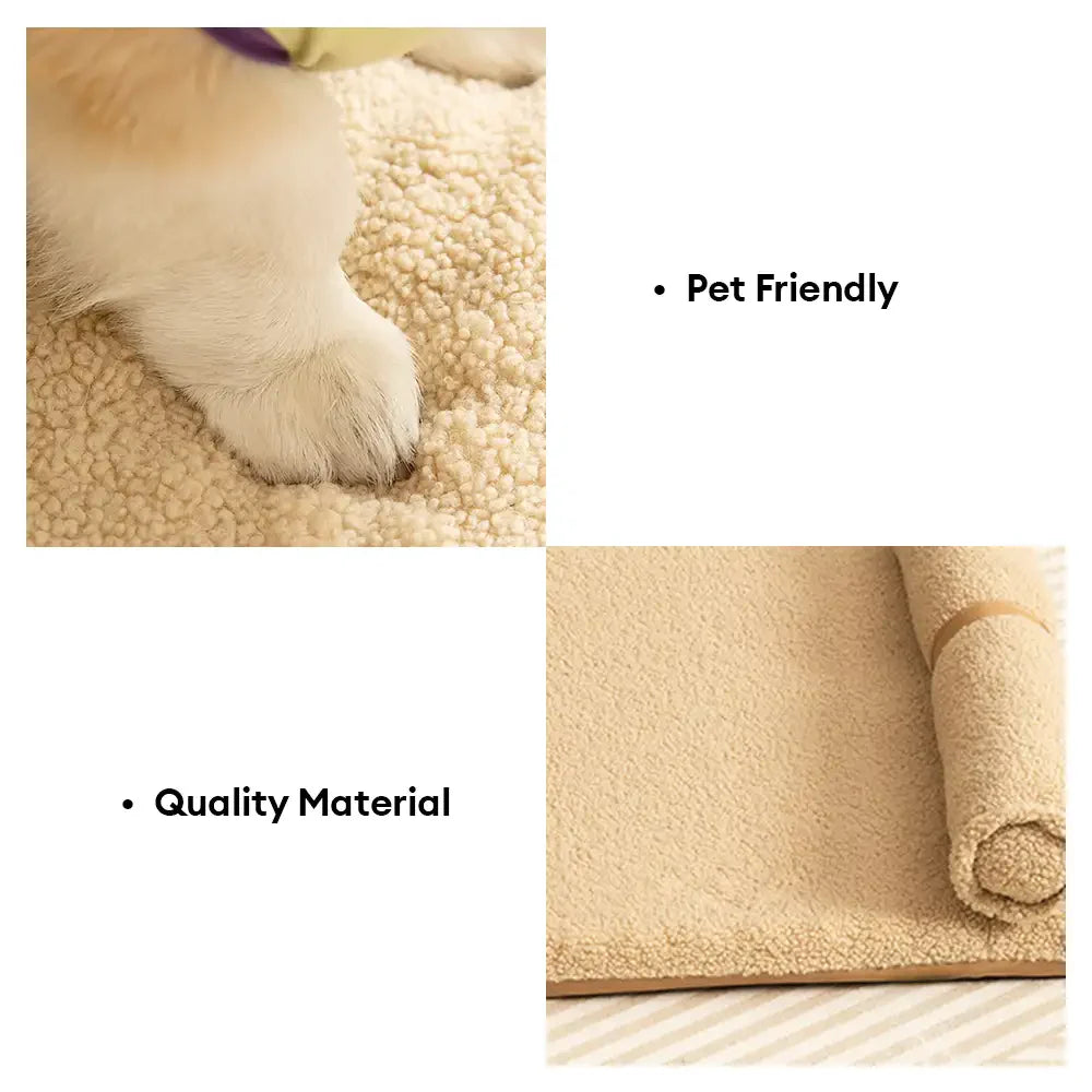 Lit pour chien grande taille en peluche Teddy Fluffy pour sommeil profond - Miel Ambre
