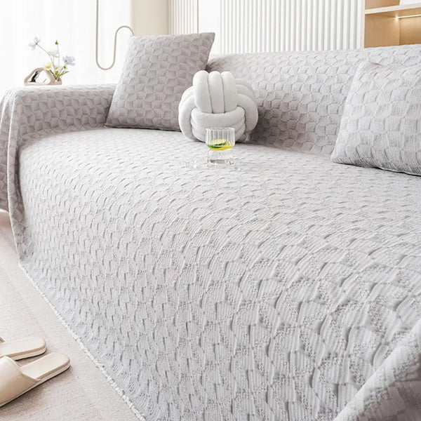 Jeté de Canapé Couverture de canapé en soie glacée texturée, respirante et douce pour la peau, lavable.