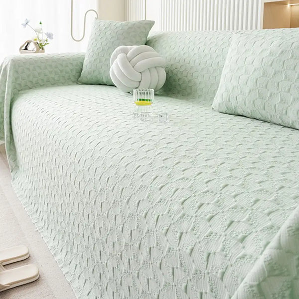 Jeté de Canapé Couverture de canapé en soie glacée texturée, respirante et douce pour la peau, lavable.