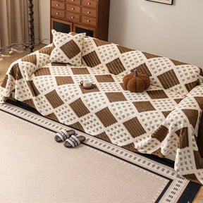 Housse de canapé en jacquard diamant en peluche épaisse et résistante aux griffures