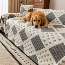 Housse de canapé en jacquard diamant en peluche épaisse et résistante aux griffures