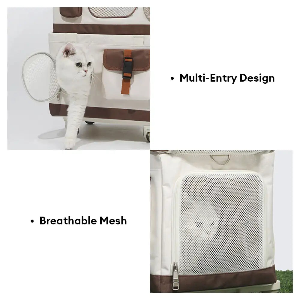 Sac à chat pliable à deux couches avec chariot détachable