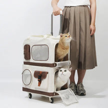 Sac à chat pliable à deux couches avec chariot détachable