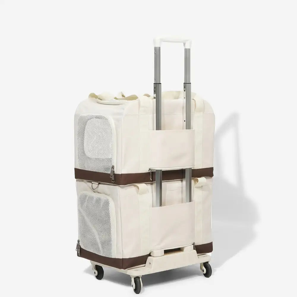 Sac à chat pliable à deux couches avec chariot détachable