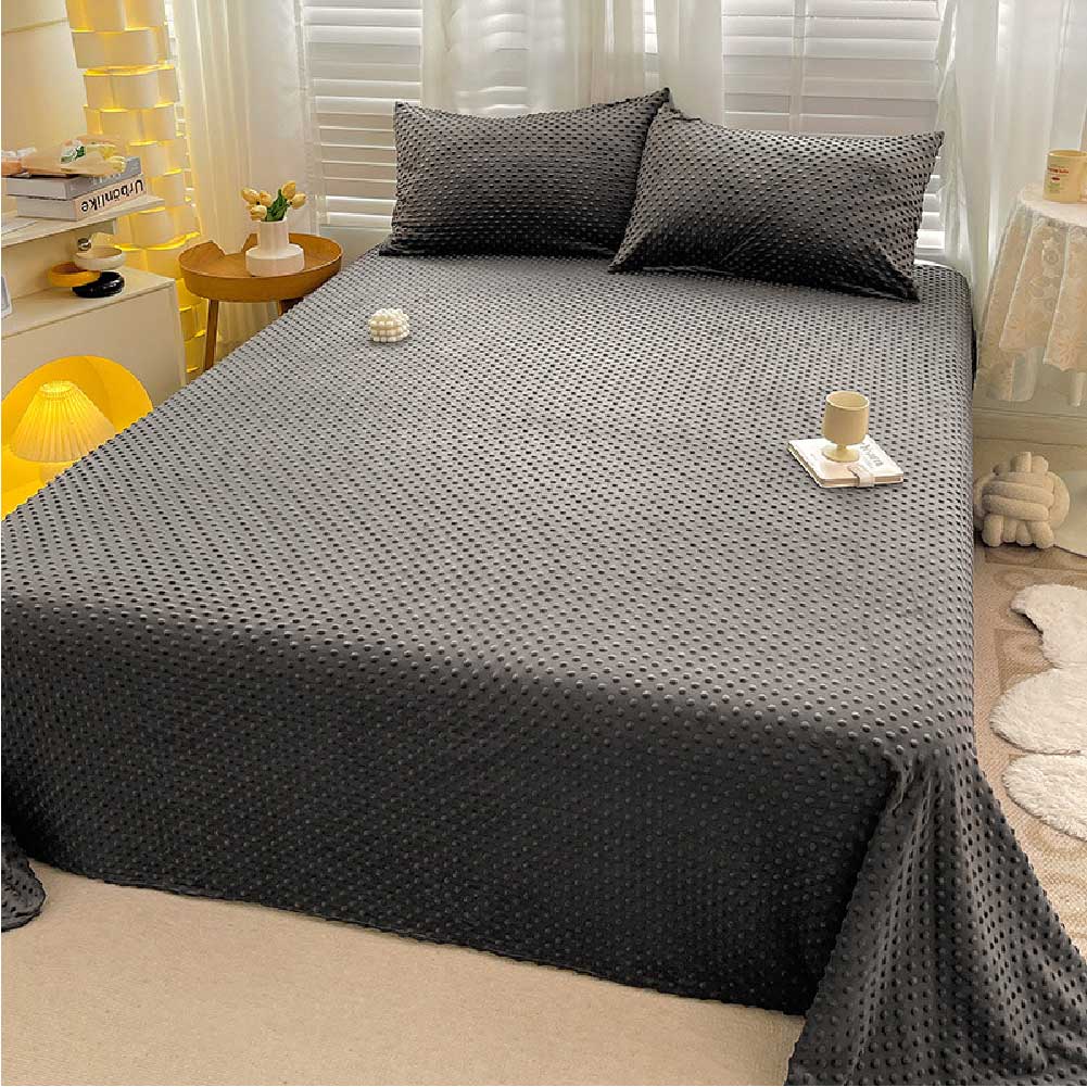 Drap Plat Ultra-Doux Uni Tactile Massage Confortable Housse de Matelas