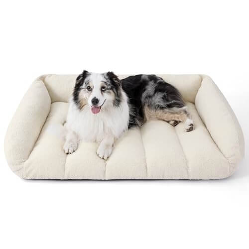 Canapé-lit orthopédique lavable et chaud en polaire imitation sherpa ultra-doux pour chien