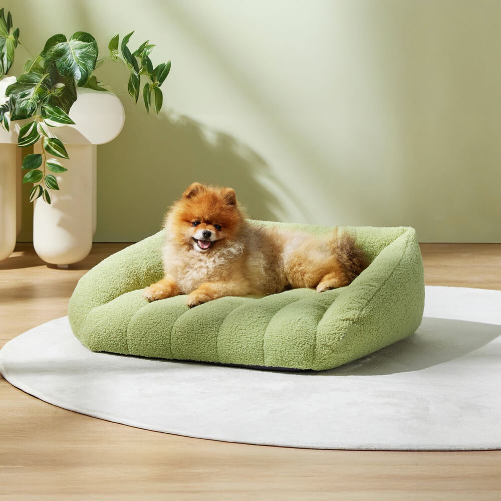 Canapé-lit orthopédique lavable et chaud en polaire imitation sherpa ultra-doux pour chien