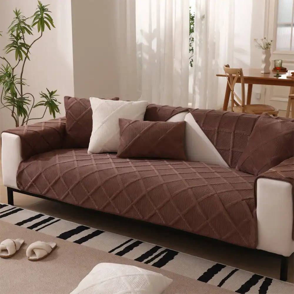 Housse de canapé moderne en velours doux en peluche courte