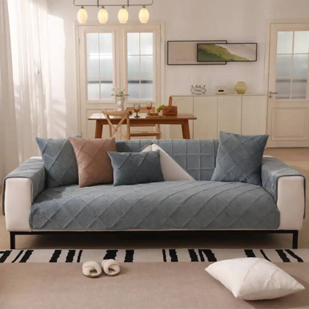 Housse de canapé moderne en velours doux en peluche courte