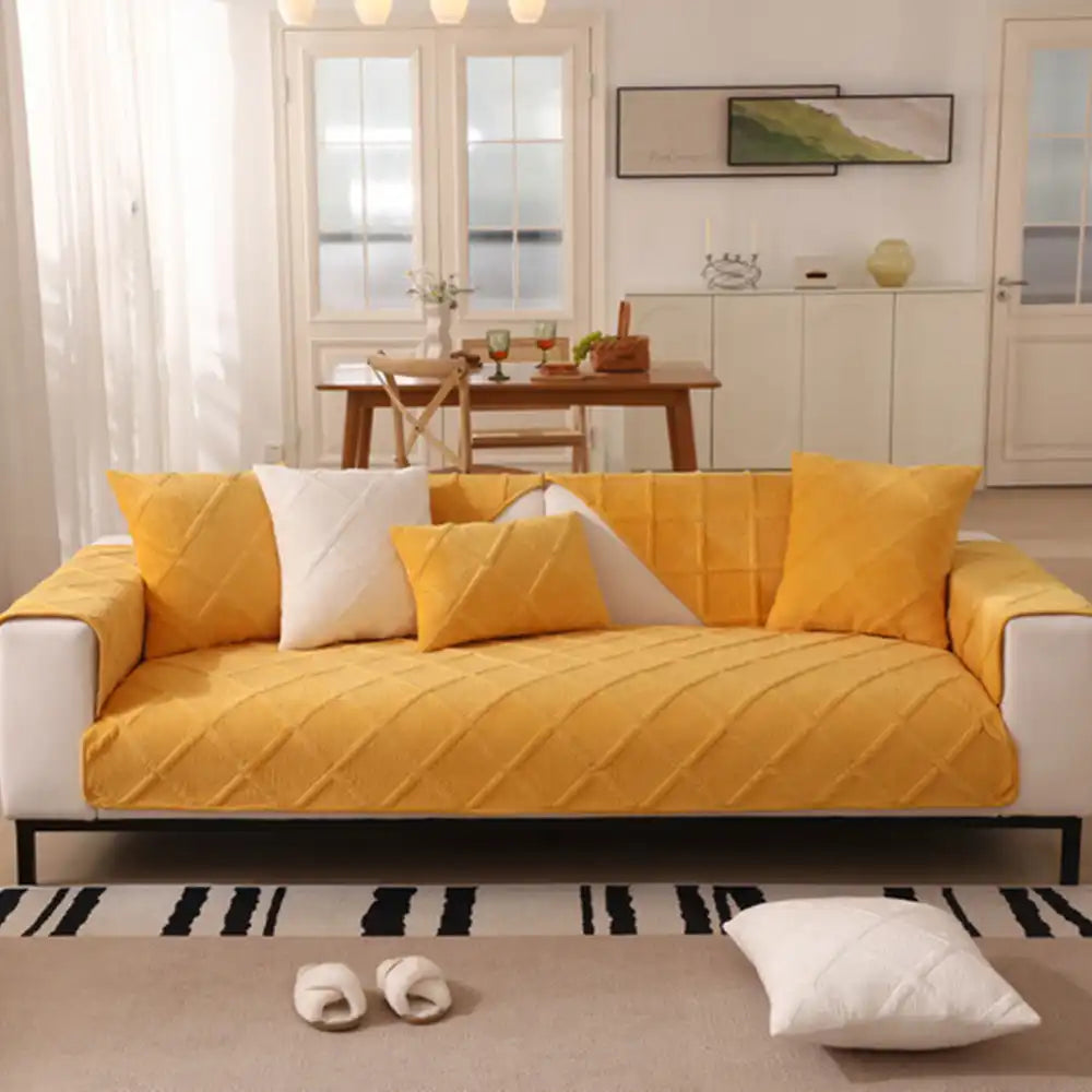Housse de canapé moderne en velours doux en peluche courte
