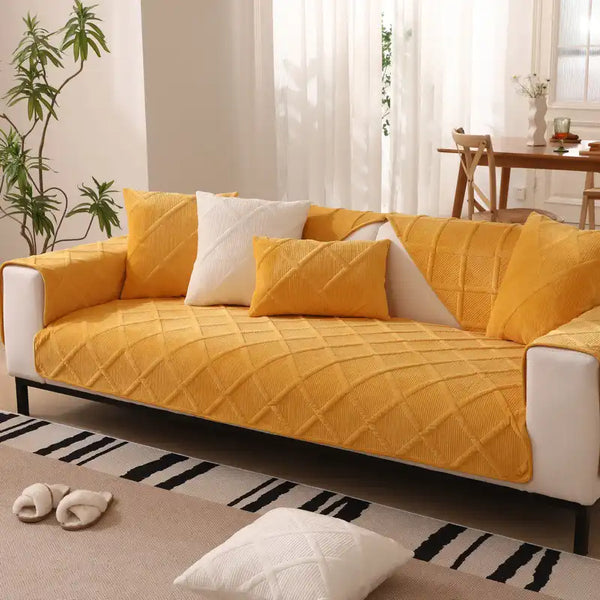 Housse de canapé moderne en velours doux en peluche courte