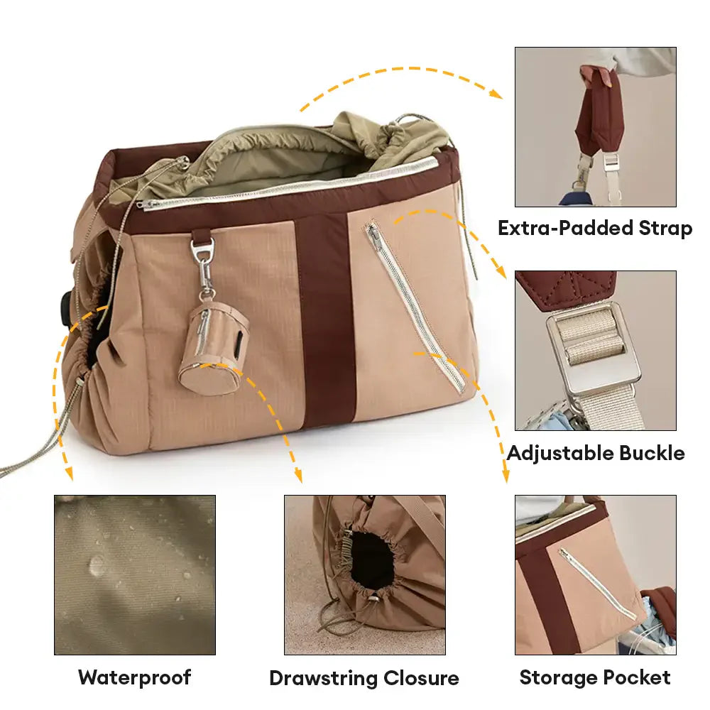 Sac de transport pour animaux de compagnie vintage, léger, étanche, de grande capacité pour les voyages.