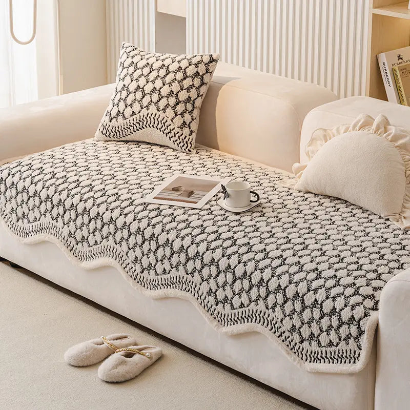 Housse de canapé en chenille style vintage classique résistante aux éraflures