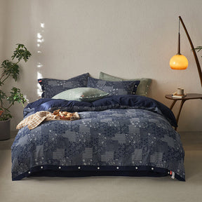 Parure de lit en coton doux style patchwork vintage avec housse de couette