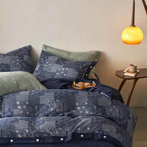 Parure de lit en coton doux style patchwork vintage avec housse de couette