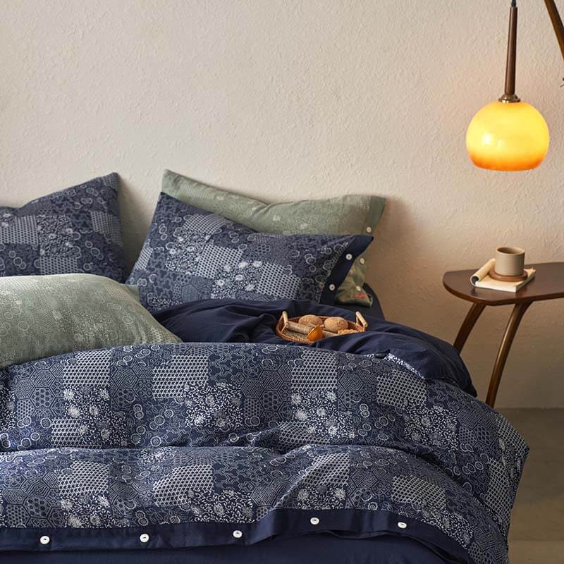 Parure de lit en coton doux style patchwork vintage avec housse de couette