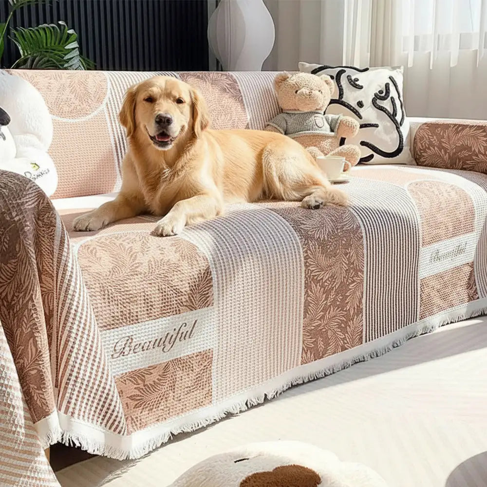 Housse canapé en tissu gaufré respirant doux pour la peau