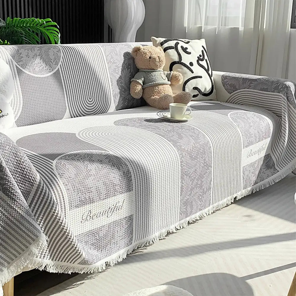 Housse canapé en tissu gaufré respirant doux pour la peau