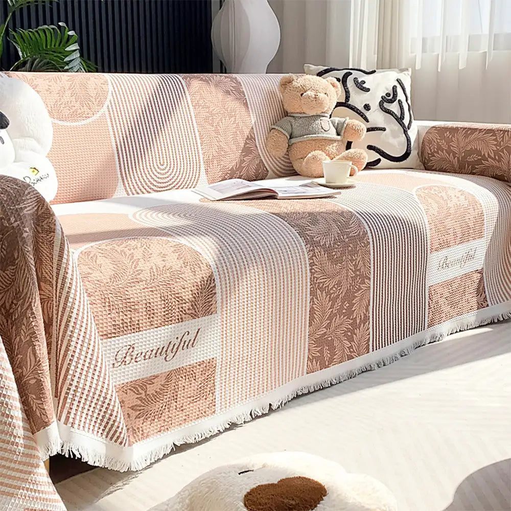 Housse canapé en tissu gaufré respirant doux pour la peau