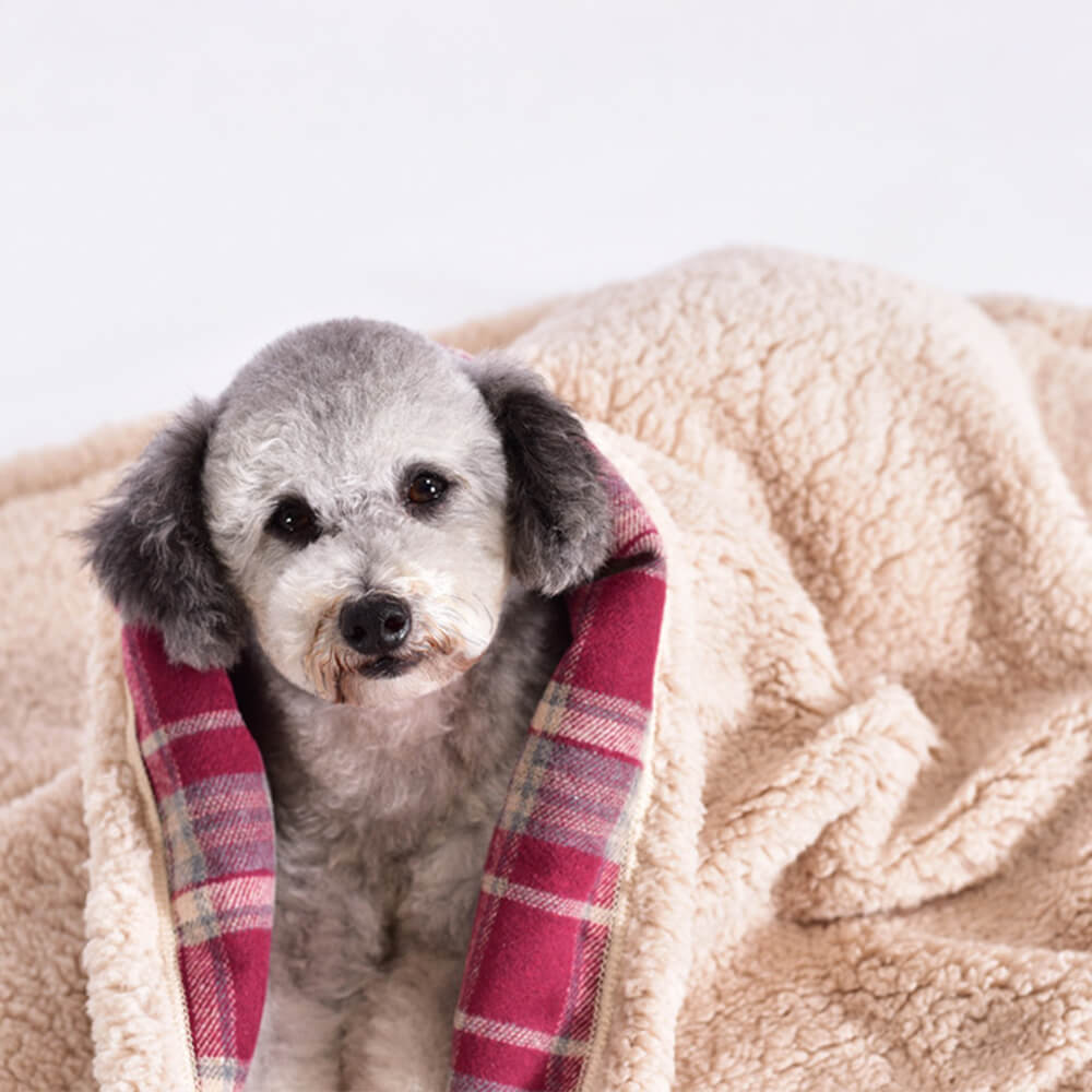 Couverture épaisse en polaire Sherpa à carreaux chaude et confortable pour chiens et chats