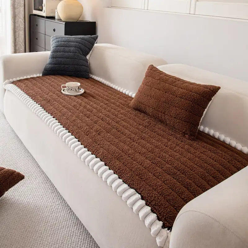 Housse de canapé épaisse confortable en velours décorative antidérapante