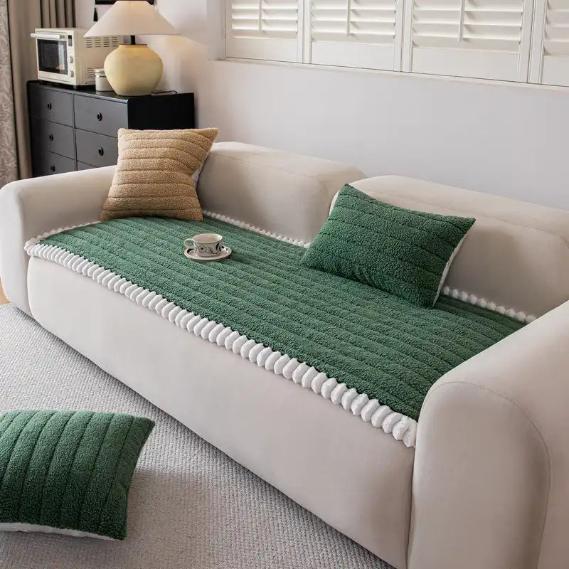 Housse de canapé épaisse confortable en velours décorative antidérapante
