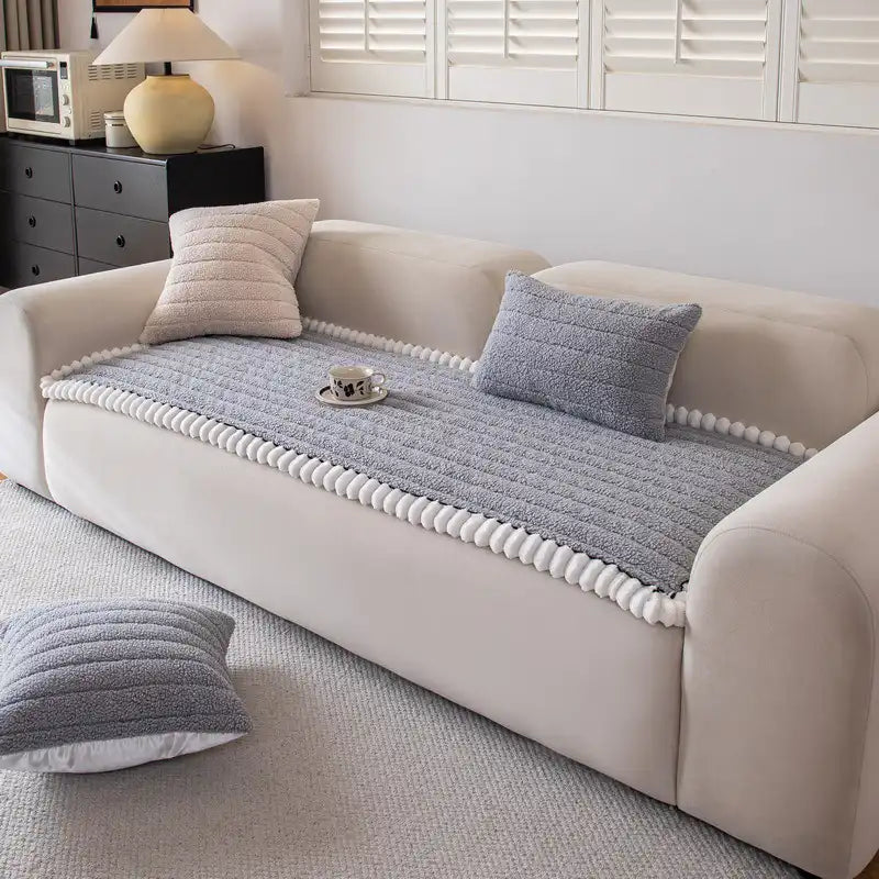 Housse de canapé épaisse confortable en velours décorative antidérapante