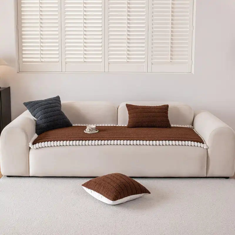 Housse de canapé épaisse confortable en velours décorative antidérapante