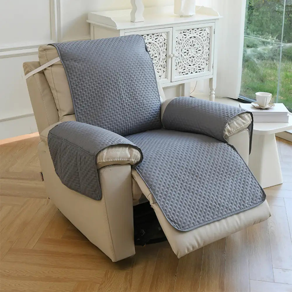 Housse de fauteuil de canapé inclinable uni déperlant avec sangles élastiques