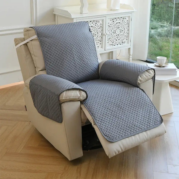 Housse de fauteuil de canapé inclinable uni déperlant avec sangles élastiques