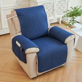 Housse de canapé en une pièce de couleur unie, imperméable, avec des sangles élastiques